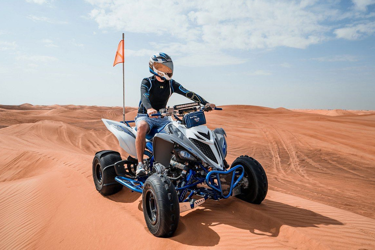 Yamaha Raptor 700cc quad bike in Dubai desert